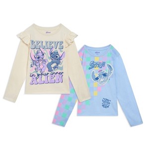 Disney Moana Nightmare Before Christmas Lion King Minnie Mouse Lilo & Stitch Girls 2 Pack Long Sleeve T-Shirts Little Kid to Big Kid - 1 of 4