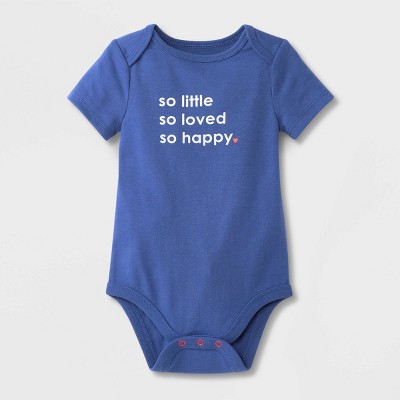 Baby Girls' 'So Little' Short Sleeve Bodysuit - Cat & Jack™ Blue Newborn