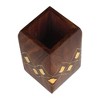Store Indya Wooden Pen Pencil Office Stationary Holder Stand Hand Carved with Intricate Brass Inlay Design - 3 of 4