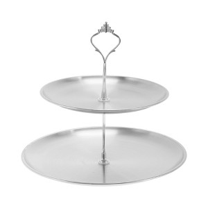 Unique Bargains 2 Tier Dessert Cupcake Stand with Tiered Serving Tray for Donut Fruits Stainless Steel - 1 of 4