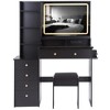 41" Large Size Left Bedside Cabinet Vanity Table+Cushioned Stool Dresser Set, 2 AC+2 USB Power Station, Hair Dryer Stand - 3 of 4