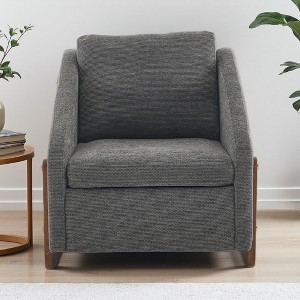 Chenille Upholstered Armchair with Wooden Side Frame - 1 of 4