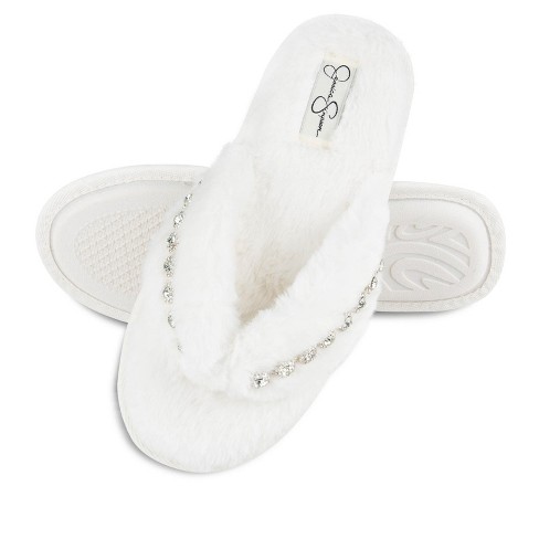 Jessica Simpson Women's Plush Faux Fur Fuzzy Slide On Open Toe Slipper With  Memory Foam - Green/large : Target