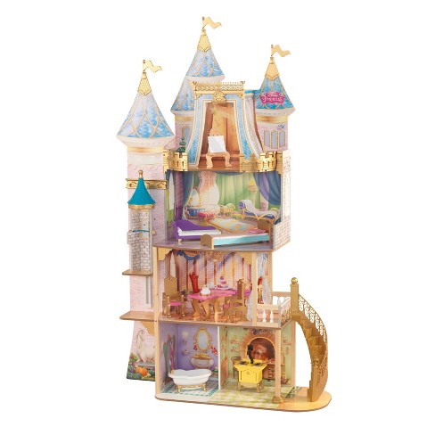 Mattel Disney Princess Toys, Belle Stackable Castle Doll House Playset with Small Doll and 8 Pieces, Inspired by The Disney Movie, Kids Travel Toys