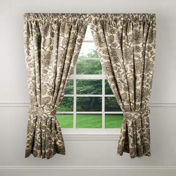 Ellis Curtain Swirling Print Florence Lined Window Tailored Panel - 50 x 84, Black