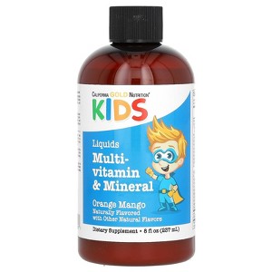 California Gold Nutrition Liquid Multi-Vitamin & Mineral with Calcium, Vitamin B12, Vitamins C & D3 for Children, No Alcohol, Natural Orange Mango, 8 - 1 of 3