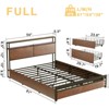 WOWLIVE Queen/Full/King Size Bed Frame with 4 Drawers, Modern bed with LED Light and Charging Station, Storage Headboard, HB00 - 2 of 4
