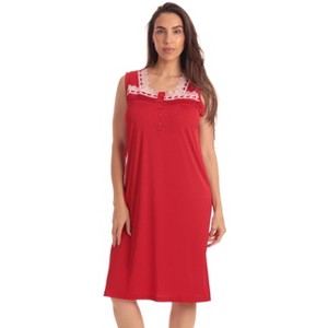 Dreamcrest Womens Sleeveless Nightgown with Lace Trim – Comfortable Sleepwear Pajamas – Solids & Prints - 1 of 3