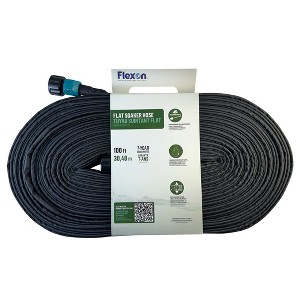 Flexon 100ft Flat Soaker Hose – Efficient, Space-Saving Watering Solution for Gardens and Landscaping - 1 of 4