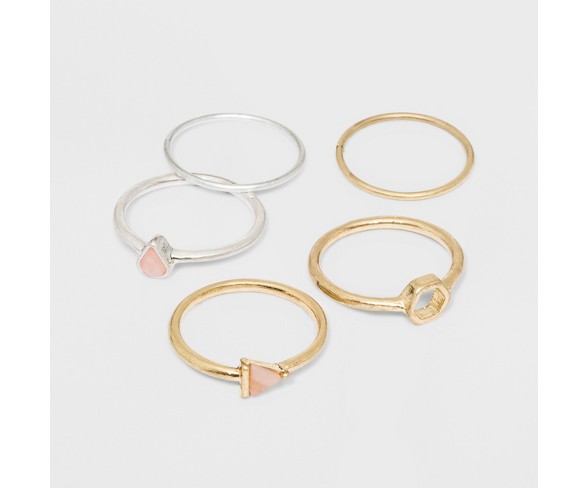 Open Geo Semi Precious Ring Set 5pc - Universal Thread