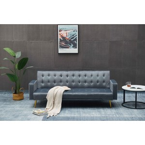 Modern Convertible Futon Sleeper with Mattress, Sturdy Metal Frame & Legs, Foldable Backrest Sofabed - 1 of 4
