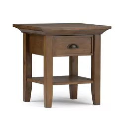 19" Mansfield Solid Wood End Table Rustic Natural Aged Brown - WyndenHall