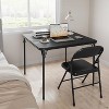 Modern Black Folding Table Set with Faux Leather - 5-piece (table+4 chairs) square design for dining room or compact areas. - 4 of 4