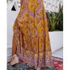 Women's Boho Floral Print Ruffled Elastic High Waist Maxi Skirt - dear lover - 3 of 4