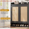 Modern Rattan Shoe Organizer for Entryway/Hallway, Farmhouse Boho Wooden Shoe Storage Cabinet w/Adjustable Shelves - 4 of 4