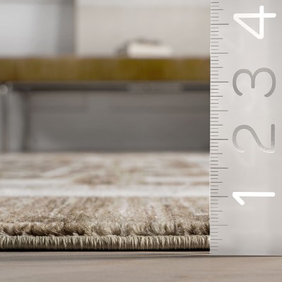 Agave Brown Geometric Fringed Synthetic Area Rug, 6' 7" x 10' 2"