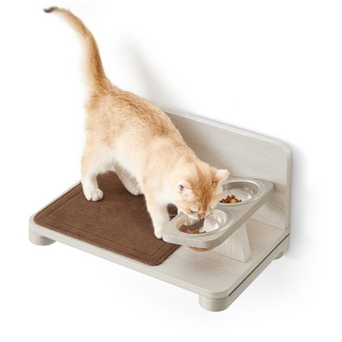 Feandrea Clickat Collection Cat Food Station, Wall-mounted Cat Feeding ...