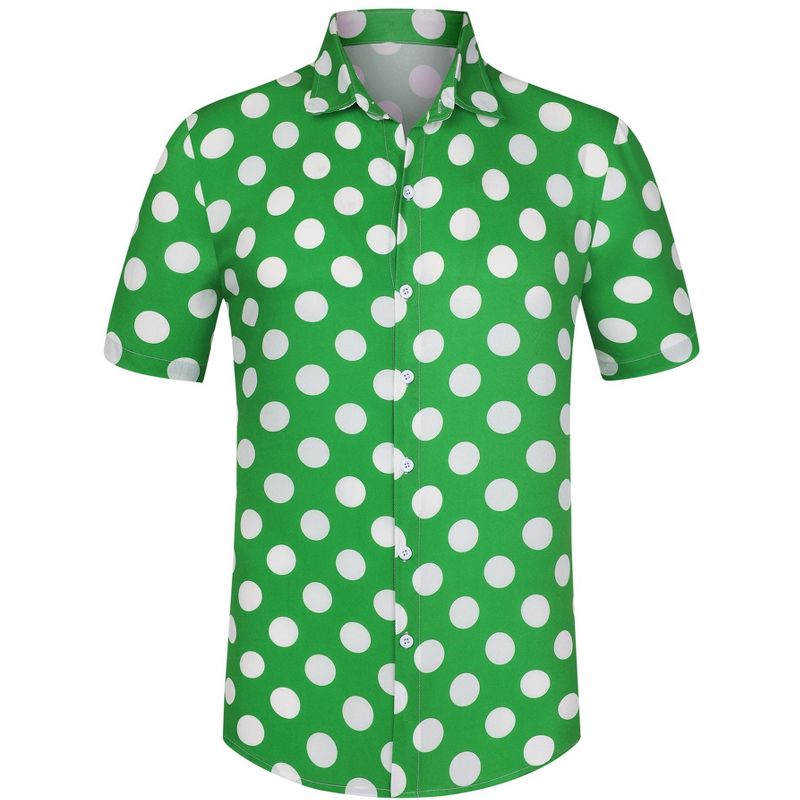 Lars Amadeus Men's Summer Polka Dots Short Sleeves Button Down Dress Shirts, 1 of 6