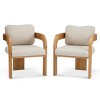 Boucle Modern Dining Chairs Set of 2 with Curved Arms,Rubberwood Frame Dining Chair with Cushions,Accent Dining Chair for Dining Room-Coolbibila - 3 of 4
