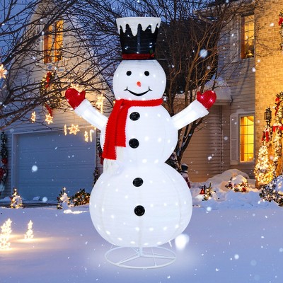 Costway 6 Ft Lighted Artificial Christmas Snowman Pre-lit Pop-up Xmas ...