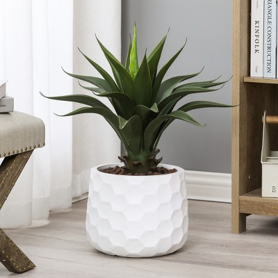 Matte White Geo-Design 12.2" MgO Round Planter for Indoor & Outdoor