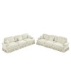 Classic Chenille Sleeper Sofa Couch with Flared Arms, Removable Skirt & 3 Ottomans - 3 of 4