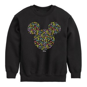 Boys' - Disney - Mickey Head With Pattern Graphic Long Sleeve Fleece Sweatshirt - 1 of 4