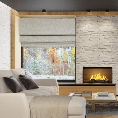 Augustus Cordless Roman Blackout Faux Linen Outdoor Shade 63" x 33"