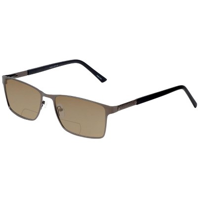 Enhance BIG&TALL EN4172 Men Polarize Bi-Focal Sunglass Matte Gunmetal Black 59mm Blue Mirror +1.00