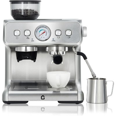 Stainless Steel Espresso Machine with Grinder & 20 Bar Pressure, 2.8L Removable Water Tank,Adjustable Shot Volume