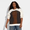 Women's Beautiful Face Graphic Pullover Sweatshirt - Cream - 2 of 3