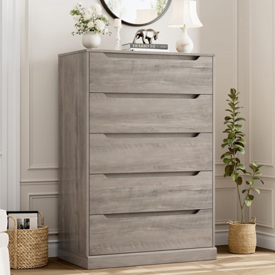 5-Drawer Dresser for Bedroom, 50" Tall Freestanding Vertical Wooden Chest Storage for Living Room, Hallway, or Entryway