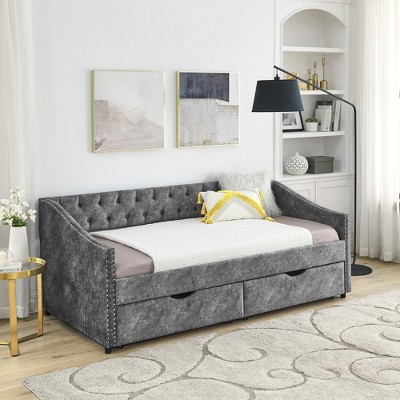 Twin Size Daybed with Drawers Upholstered Tufted Sofa Bed(81.5''x4''x30.5'')