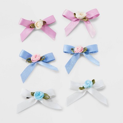 Girls' 6pk Satin Ribbon Bow with Rosettes Hair Clips - art class™