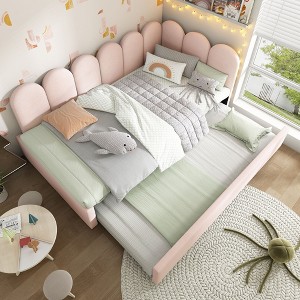 Sapphtopaz Daybed Bed Frame with Velvet Upholstered Sofa Bed with Metal Slatted Frame Bed for Bedroom, Apartment - 1 of 4