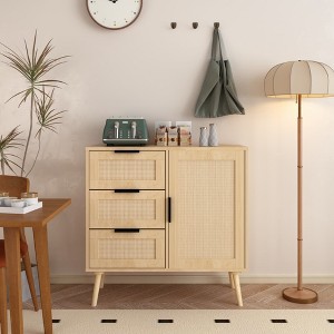 Racxily Rattan Wood Dresser Wood Storage Cabinet Sideboard for Bedroom, Living Room, Entryway - 1 of 4