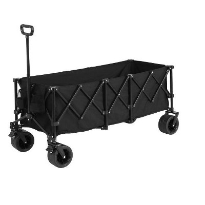 Grungis Foldable Extended Wagon Cart,Shopping Cart with Big All-Terrain Beach Wheels & Drink Holders,Utility Cart for Camping,Shopping