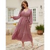 Plus Size Women's V Neck Long Sleeve Maxi Dress Floor Length Elegant Casual - 2 of 4