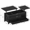 Split Lift Top Coffee Table with 2 Drawers,Modern Farmhouse Center Table,Dual Rising Tabletops - 4 of 4