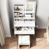 TIRAMISUBEST Fashion Vanity Desk Set with LED Lighted Mirror and Cushioned Stool, Makeup Vanity Table Dressing Table with 3 Drawers and Open Shelves - 4 of 4