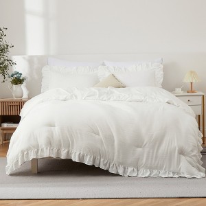 Ruffle Comforter Set, Soft Washed Microfiber Lightweight & Fluffy All-Season Ruffled Bedding Comforter Set - 1 of 1