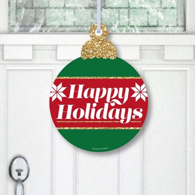 Big Dot of Happiness Ornaments - Hanging Porch Holiday and Christmas Party Outdoor Decorations - Front Door Decor - 1 Piece Sign