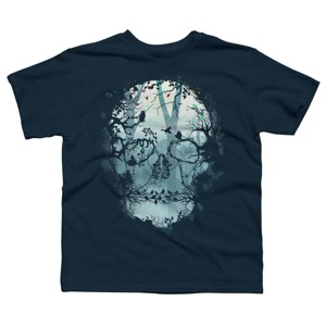 Boy's Design By Humans Dark Forest Skull By sitchko T-Shirt - 1 of 3