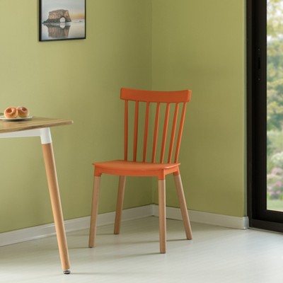 Orange Windsor Slat Back Wood Side Chair Set
