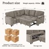 GDFStudio Sora Rustic 81'' 5-Seater Convertible Chenille Upholstered Sectional Sofa with Storage, Pull Out Bed and USB Charging - 3 of 4