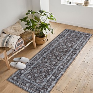 Hallway Runner Rug Washable Non-Slip Vintage Faux Wool Area Rugs for Entryway Indoor Kitchen Laundry Bedroom Living Room - 1 of 4