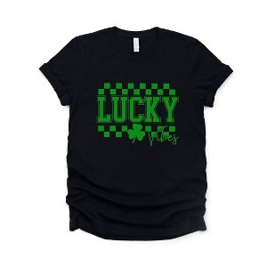 Simply Sage Market Women's Lucky Vibes Checkered Short Sleeve Graphic Tee - 1 of 4