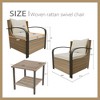 YARDSIGHT 3-Piece Indoor/Outdoor Patio Conversation Set with 2 Armchairs and 1 Wicker Side Table, Wood-Look Metal Tabletop and Olefin Cushions - 2 of 4