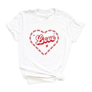 Simply Sage Market Women's Love Heart Outline Short Sleeve Graphic Tee - 1 of 3