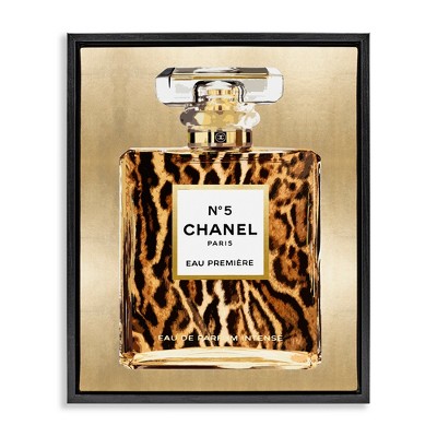 Stupell Industries Wildlife Pattern Perfume Black Framed Floater Canvas Wall Art